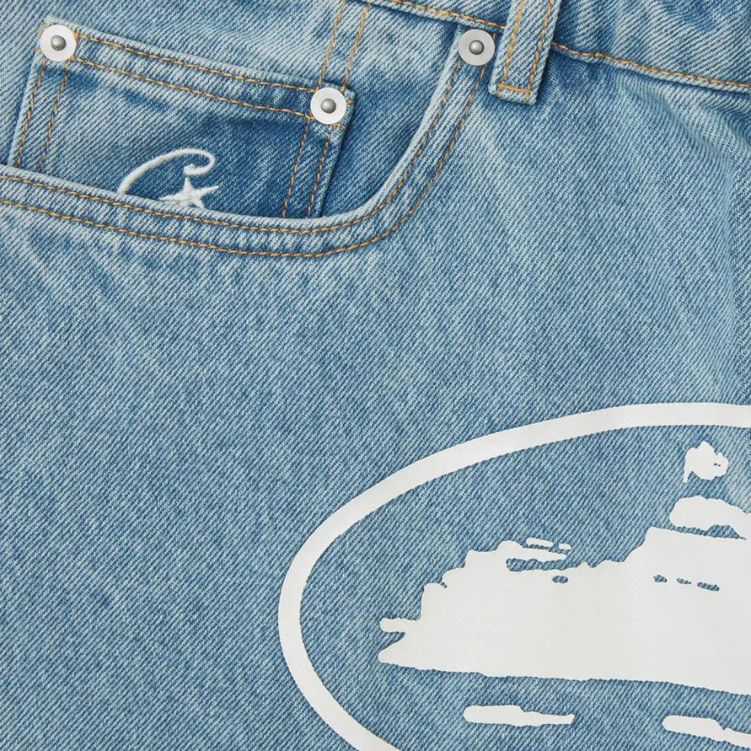 Corteiz OG Denim Shorts Sky Blue