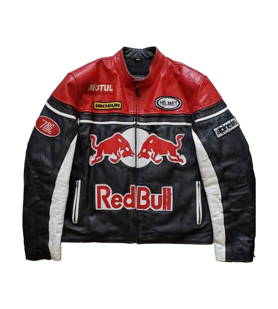 Redbull F1 Racing Leather Jacket Harley Red