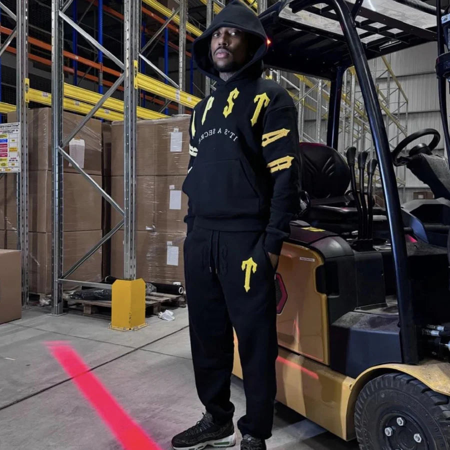 Trapstar Irongate Arch Chenille 2.0 Hooded Tracksuit - Black/Yellow