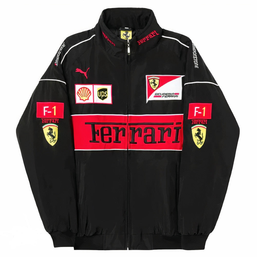 Retro F1 Racing Jacket - Black