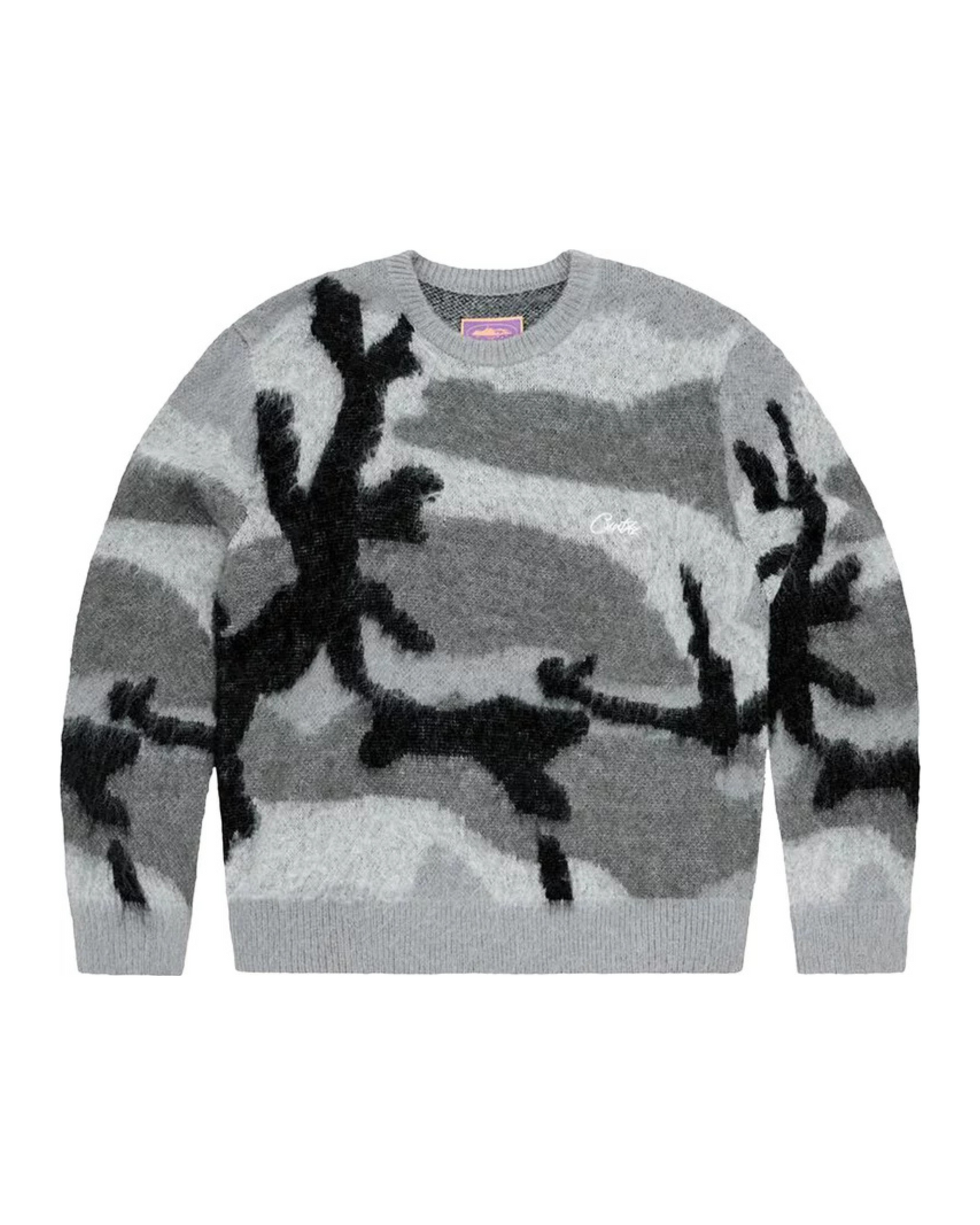 Corteiz Mohair Knit Sweater - 'Grey Camo'