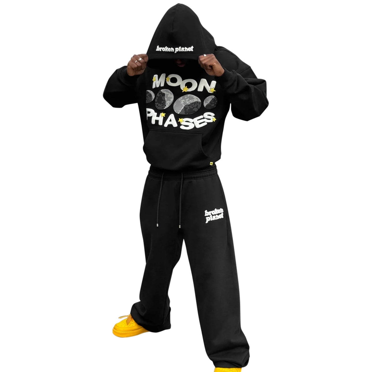 Broken Planet Moon Phases Hoodie Midnight Black