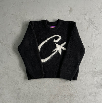 Corteiz C Star Mohair Knit Sweater 'Black'