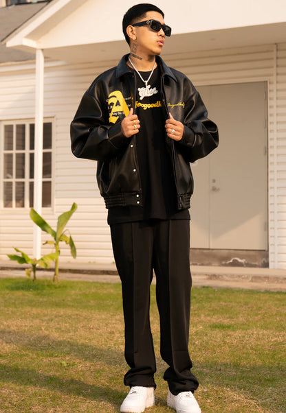 A FEW GOOD KIDS Black/Yellow Leather Jacket