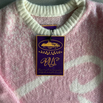Corteiz C Star Gradient Mohair Knit Sweater Pink