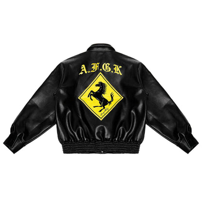 A FEW GOOD KIDS Black/Yellow Leather Jacket