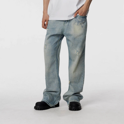 HYPCOURT WASHED LIGHT OVERSIZED DENIM JEANS