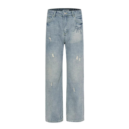 HYPCOURT WASHED LIGHT OVERSIZED DENIM JEANS