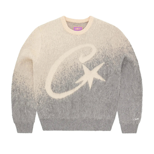 Corteiz C Star Gradient Mohair Knit Sweater 'Grey'