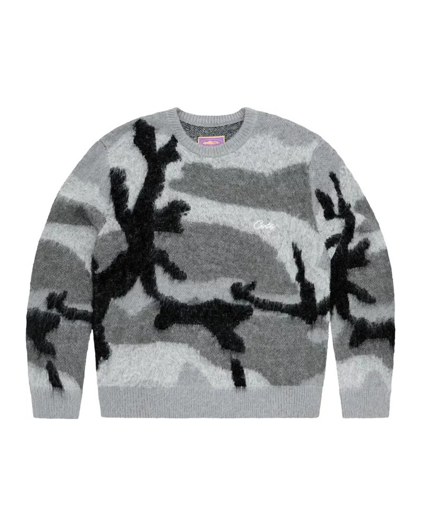 Corteiz Mohair Knit Sweater 'Grey Camo'