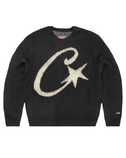 Corteiz C Star Mohair Knit Sweater 'Black'