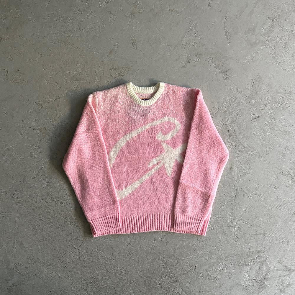 Corteiz C Star Gradient Mohair Knit Sweater Pink