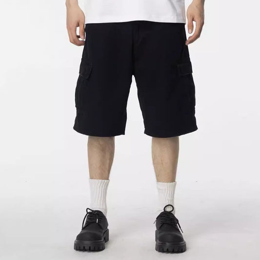 HYPCOURT WASHED VINTAGE CARGO SHORTS - BLACK