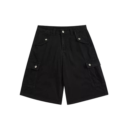 HYPCOURT WASHED VINTAGE CARGO SHORTS - BLACK