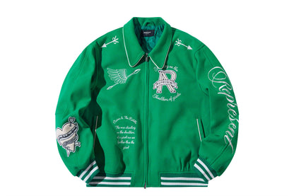 REPRESENT ISLAND GREEN CHERUB VARSITY JACKET