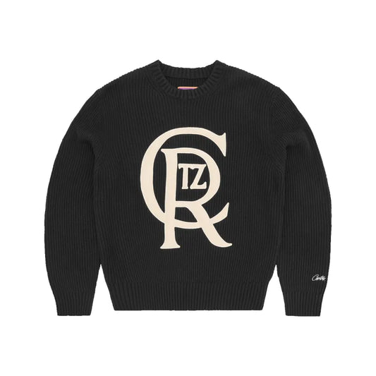 Corteiz Crest Knit Sweater - "Black/White"